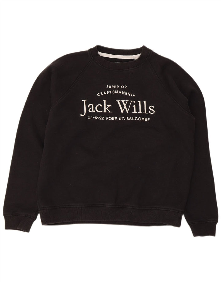 Felpa grafica da donna Jack Wills UK 12 cotone nero medio