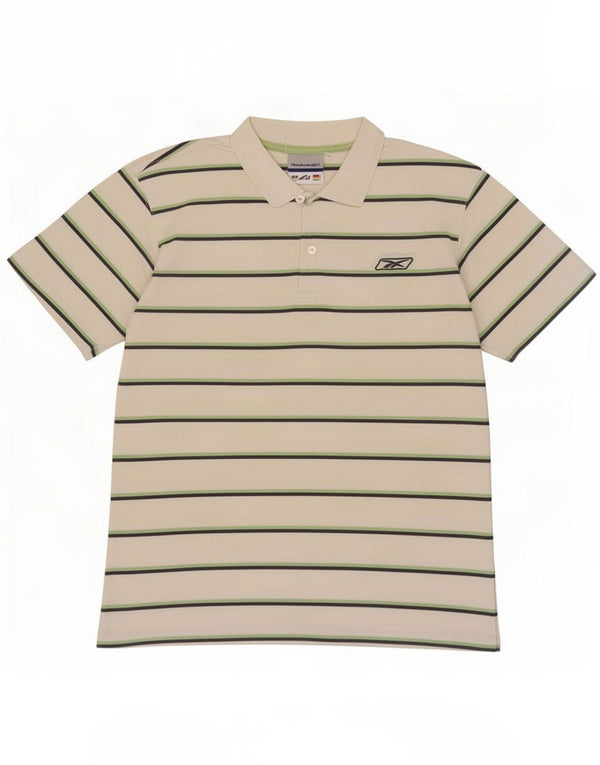 Polo Reebok da donna UK 12 cotone a righe bianche medie