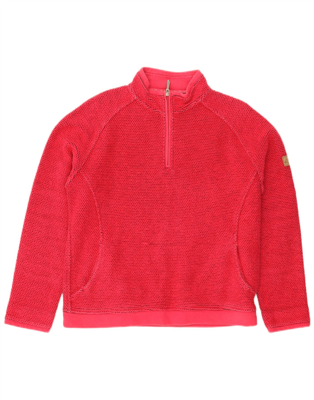 Felpa con collo con zip grafica da donna Weird Fish Maglione UK 16 Large Rosa