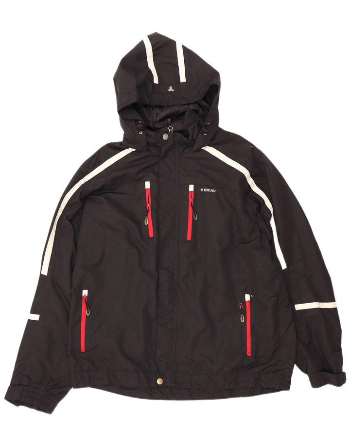 Giacca antipioggia da uomo con cappuccio BRUGI UK 42 XL a righe nere