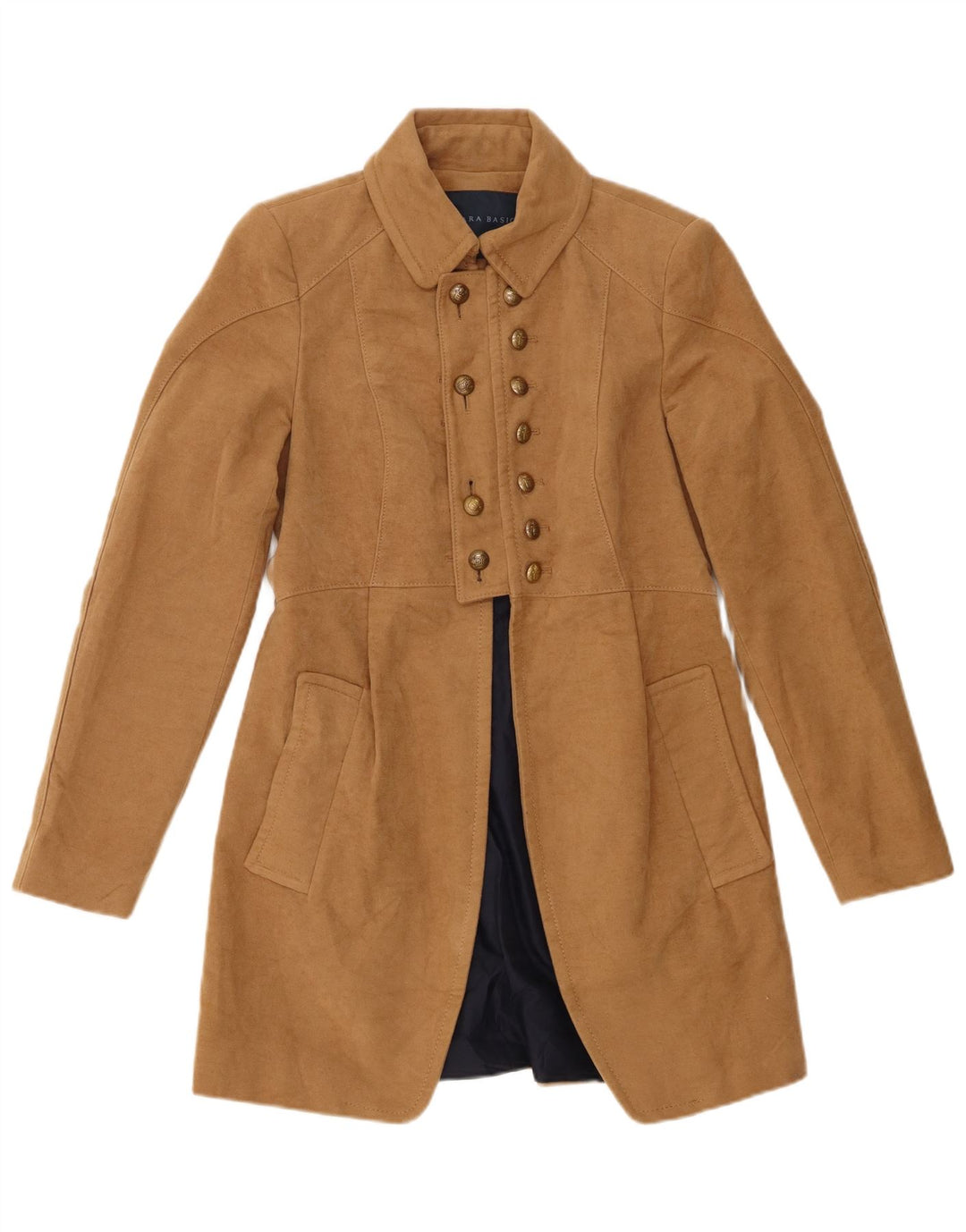 Cappotto doppiopetto da donna Zara UK 12 Cotone beige medio