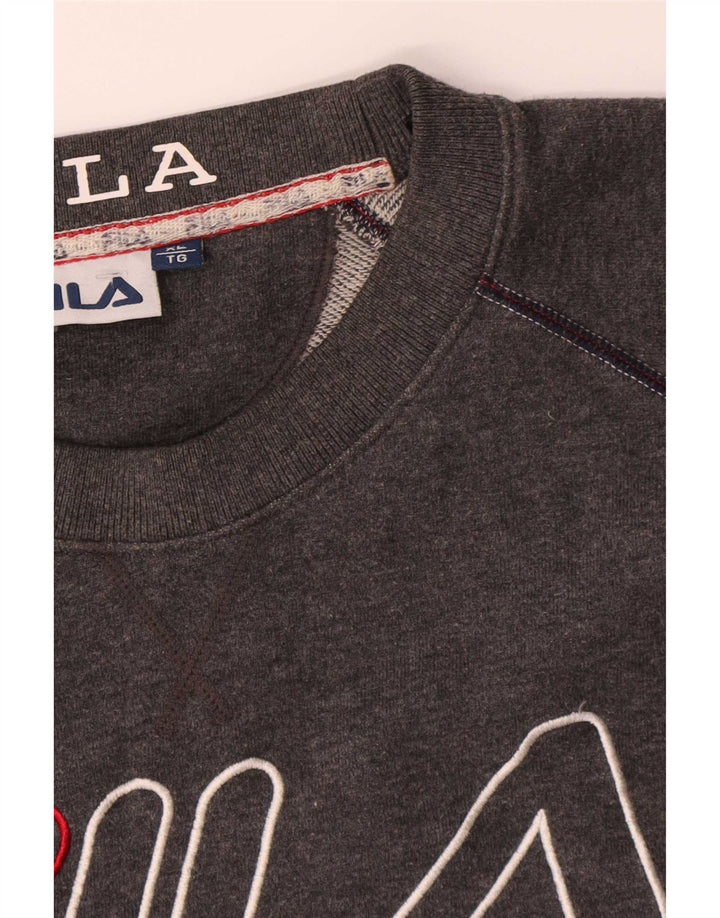 Felpa grafica da uomo Fila Maglione XL Cotone chiazzato grigio