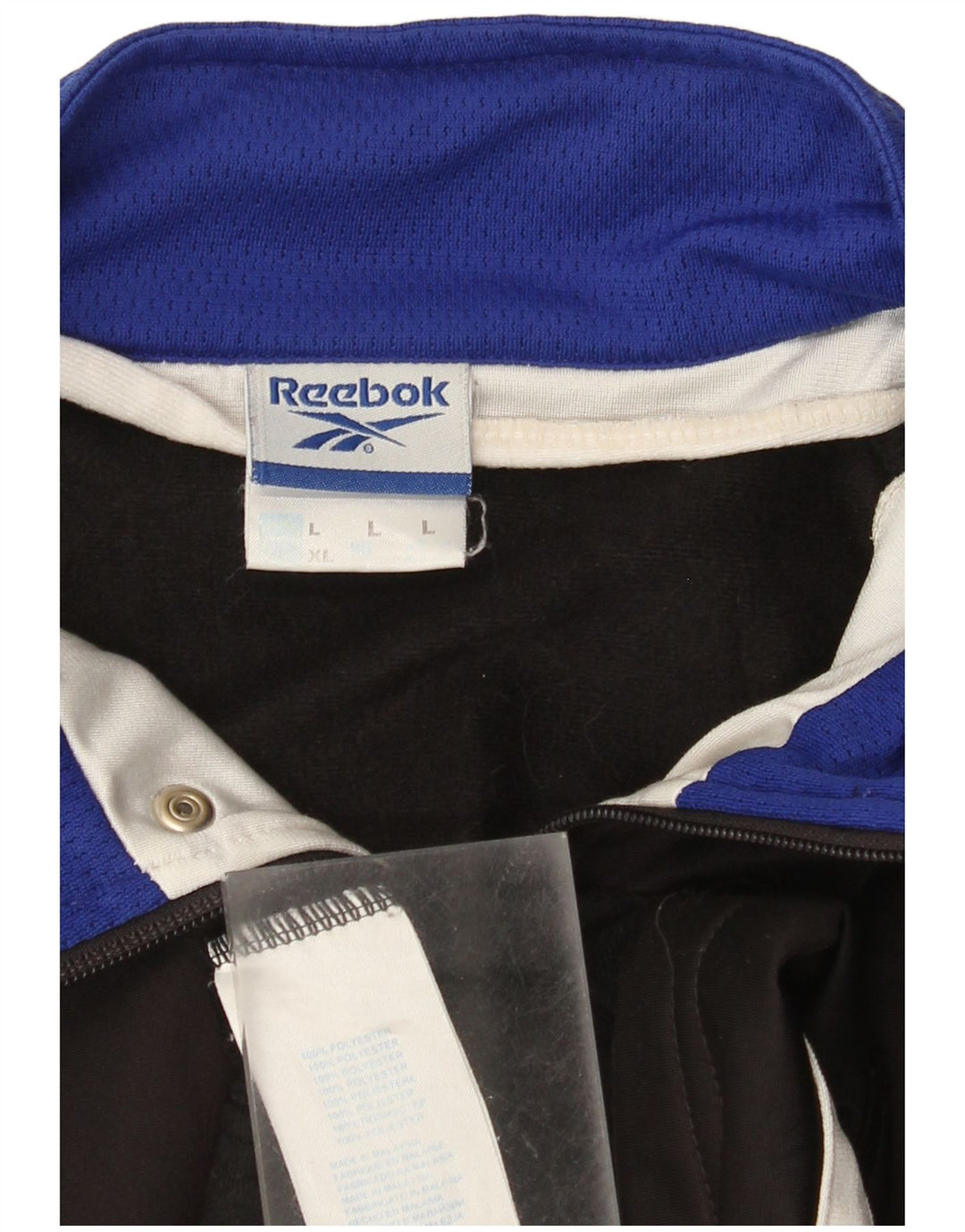 Giacca da ginnastica Reebok da uomo con grafica, grande, in poliestere color block nero
