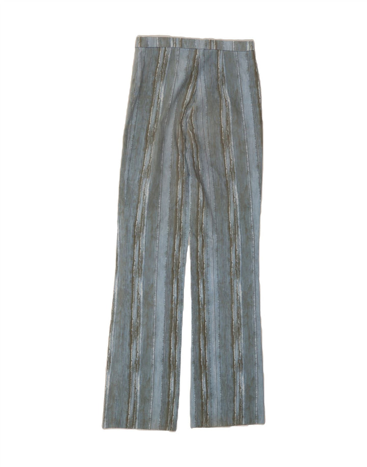 VINTAGE Womens Straight Casual Trousers W26 L33 Blue Striped Polyester Vintage Vintage and Second-Hand Vintage from Messina Hembry 