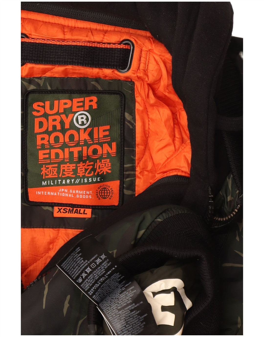 Giubbotto bomber con cappuccio da uomo Superdry UK 34 XS poliestere mimetico kaki
