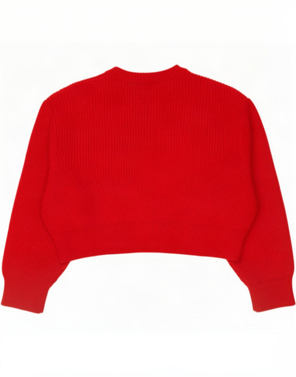 Maglione corto con scollo a barca oversize da donna Zara UK 14 rosso medio