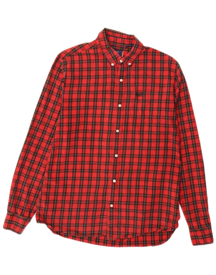 Camicia da uomo in flanella Superdry, cotone a quadri rossi grandi