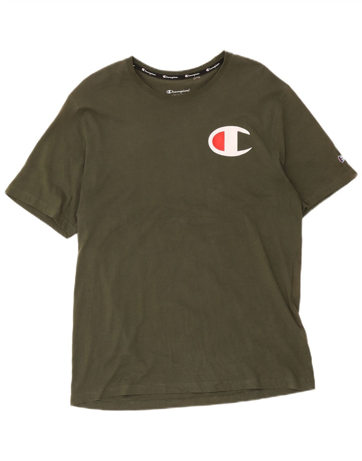T-shirt grafica da uomo Champion Top XL in cotone kaki