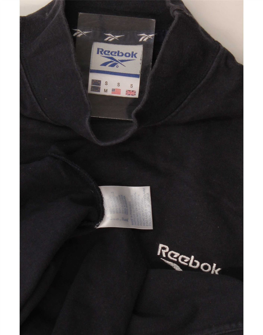 Top Reebok da uomo a manica lunga piccolo in cotone nero