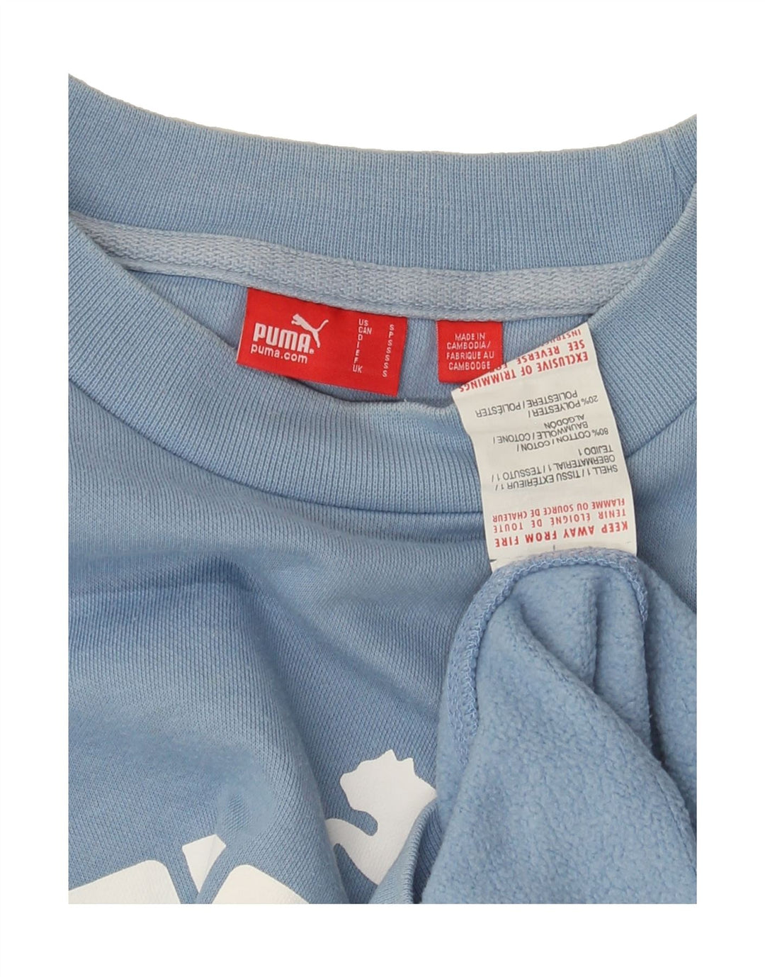 PUMA Womens Oversized Graphic Sweatshirt Jumper UK 10 Small Blue Cotton Vintage Puma and Second-Hand Puma from Messina Hembry 