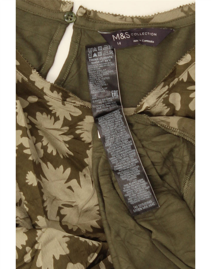 T-shirt da donna Marks & Spencer Top UK 14 poliestere floreale verde grande