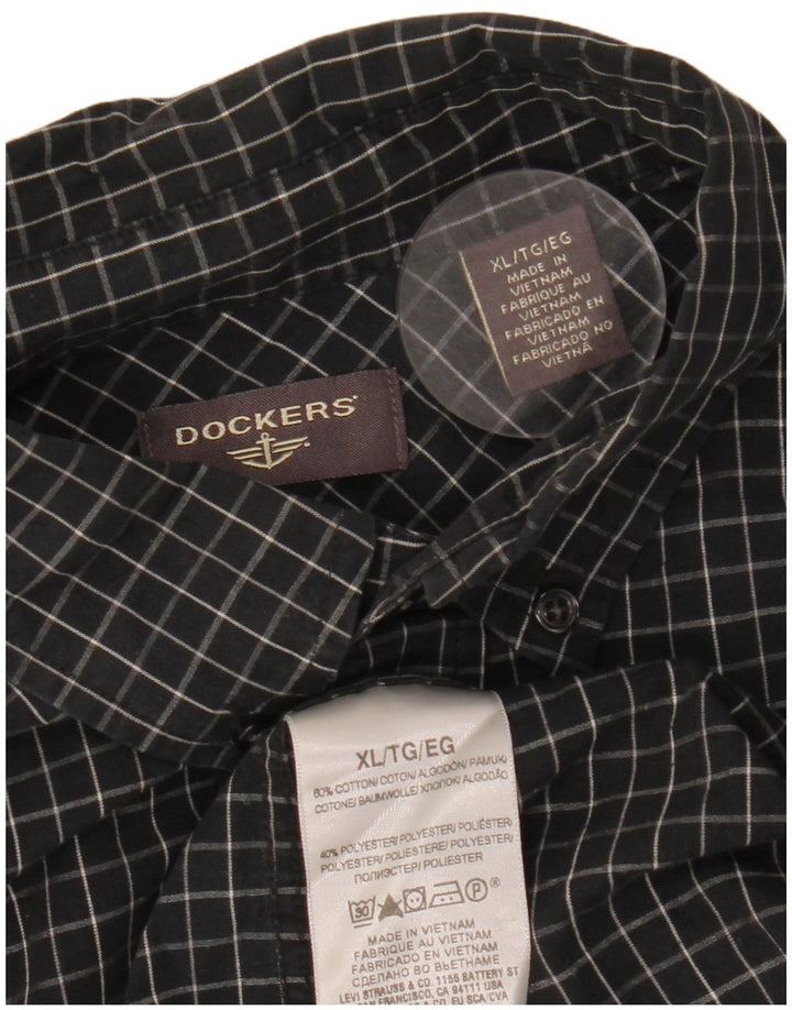 DOCKERS Camicia da uomo XL in cotone a quadri neri