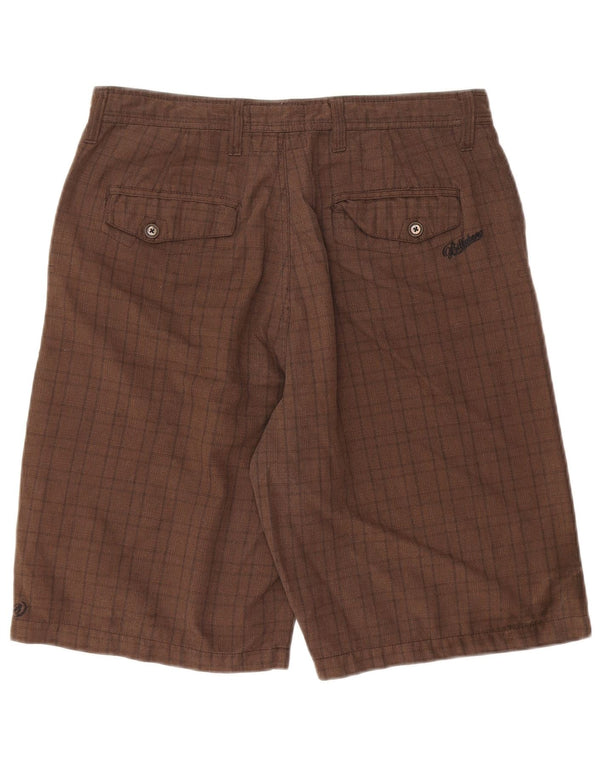 BILLABONG Mens Chino Shorts W33 Medium Brown Check Polyester