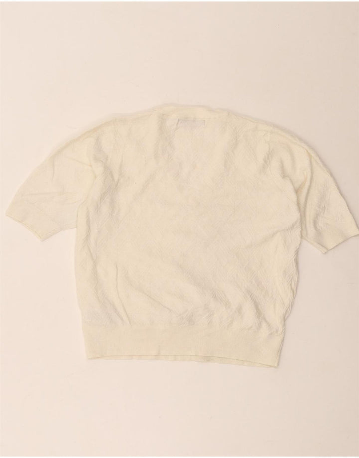 Maglione maglione con scollo a V da donna Marks & Spencer UK 12 medio bianco sporco