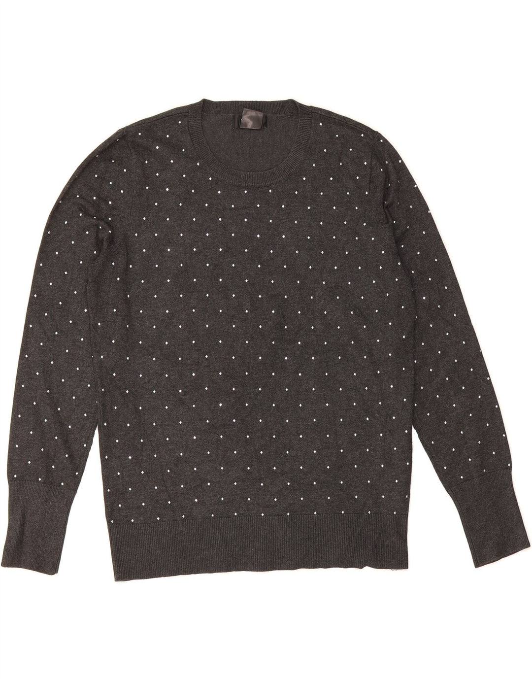 DKNY Womens Crew Neck Jumper Sweater UK 14 Medium Grey Polka Dot Viscose Vintage Dkny and Second-Hand Dkny from Messina Hembry 