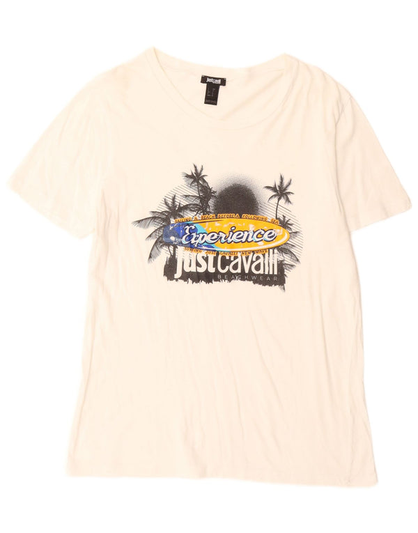 T-shirt grafica da uomo Just Cavalli Top grande in cotone bianco