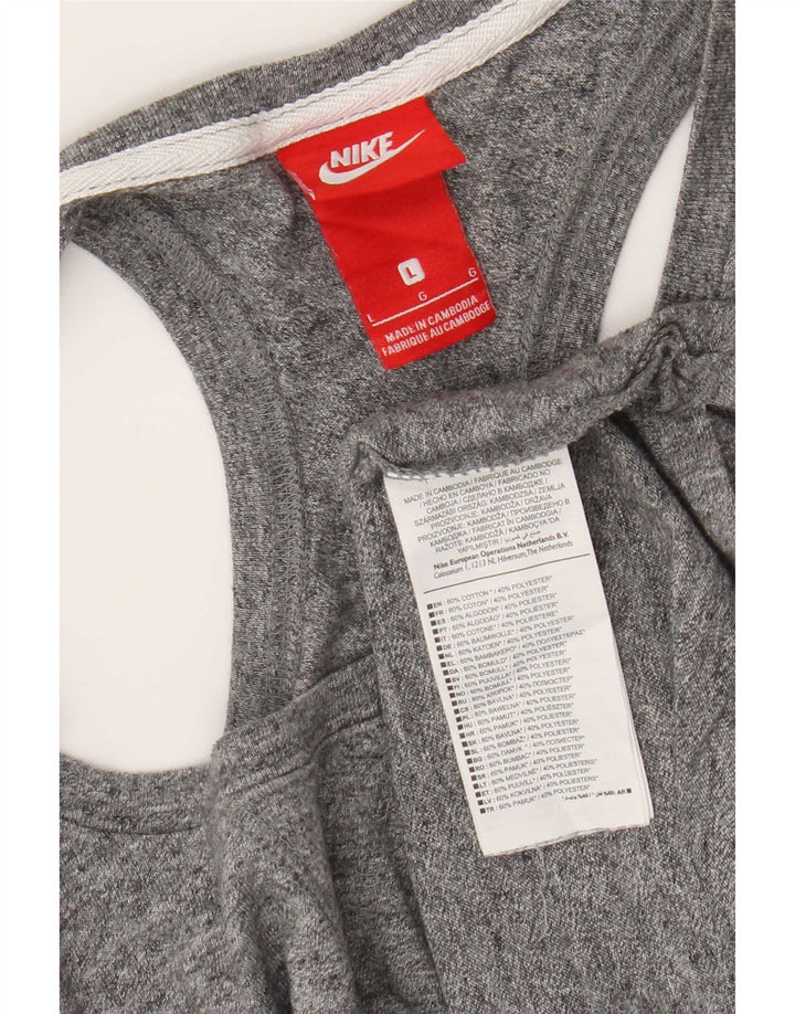 Canotta grafica Nike da donna UK 16 grande cotone chiazzato grigio