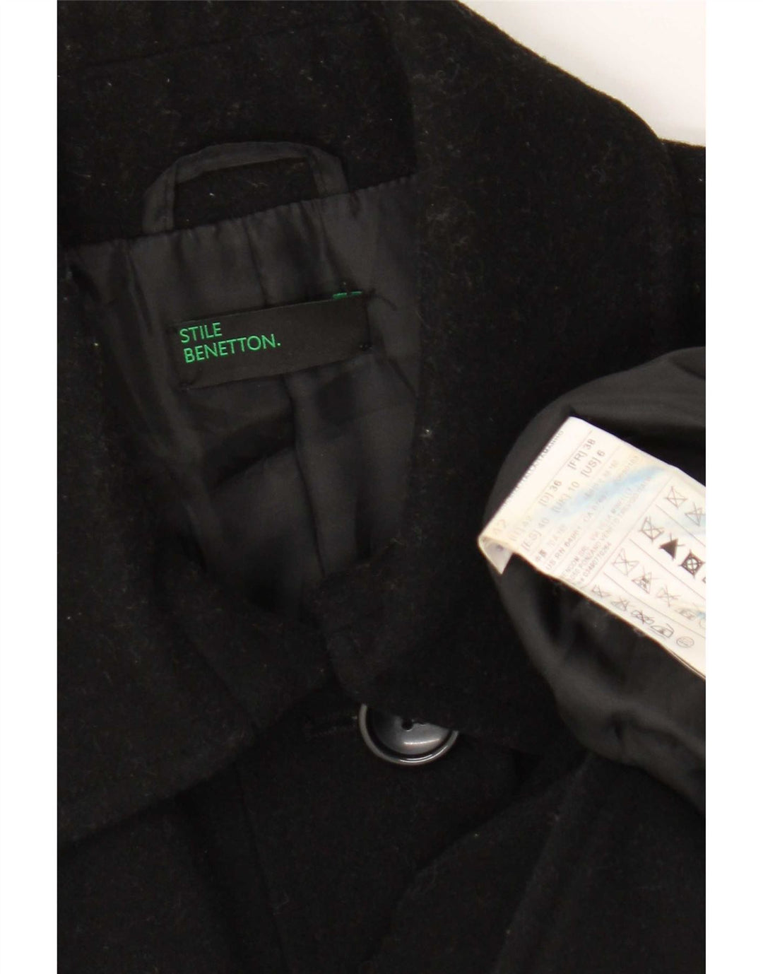 Cappotto da donna Benetton UK 10 piccolo in lana nera