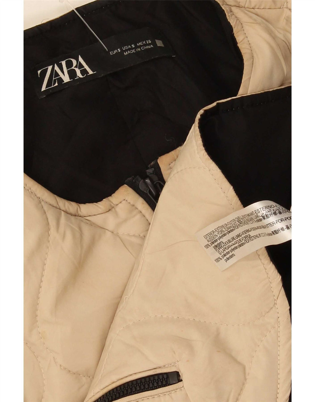 Giacca trapuntata oversize da donna Zara UK 10 piccola in poliestere beige