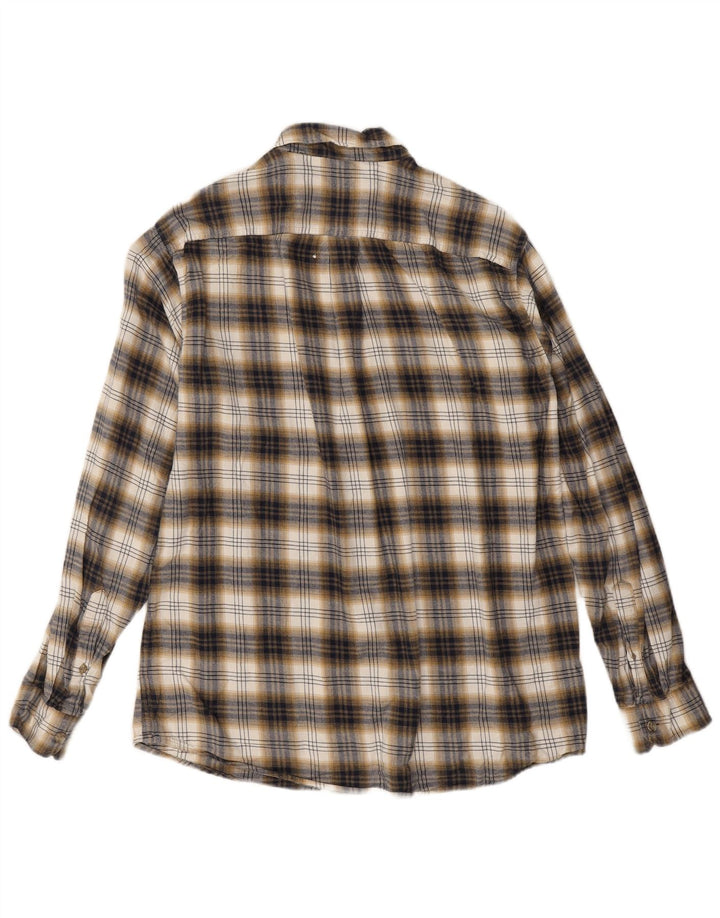 Eddie Bauer Camicia da uomo in flanella dalla vestibilità classica, in cotone a quadri marroni grandi