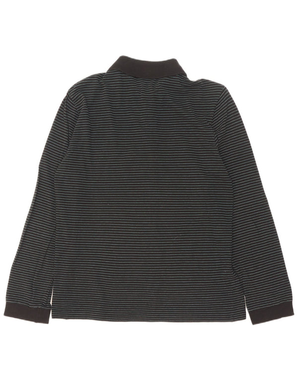 Polo da uomo a maniche lunghe Lacoste taglia 5 grande in cotone gessato nero