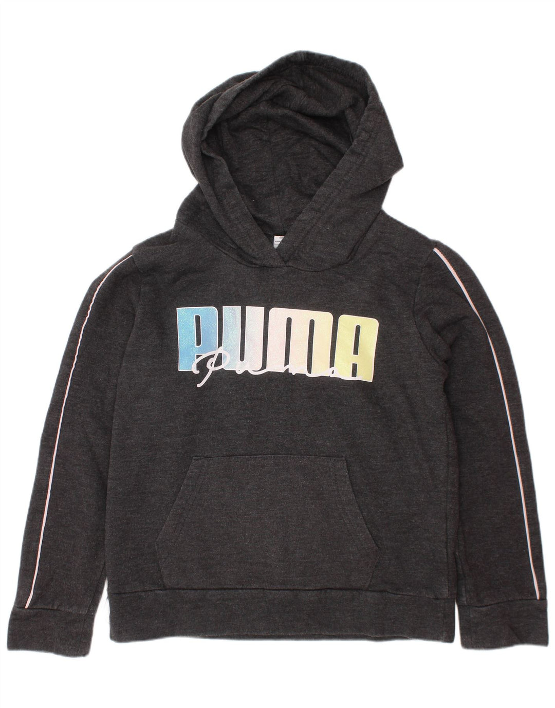 Felpa con cappuccio grafica per ragazze PUMA 6-7 anni piccola in cotone grigio