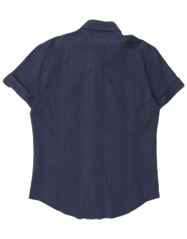 Camicia a maniche corte da donna Naracamicie UK 18 XL Cotone a righe blu navy
