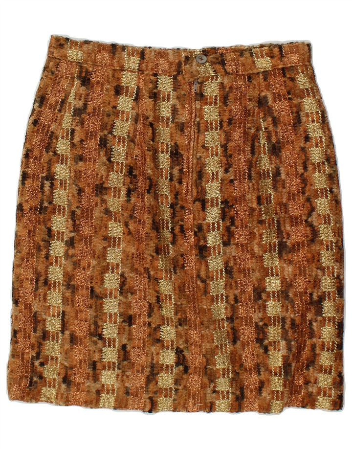 VINTAGE Womens Abstract Pattern Pencil Skirt W30 Medium Brown Vintage Vintage and Second-Hand Vintage from Messina Hembry 