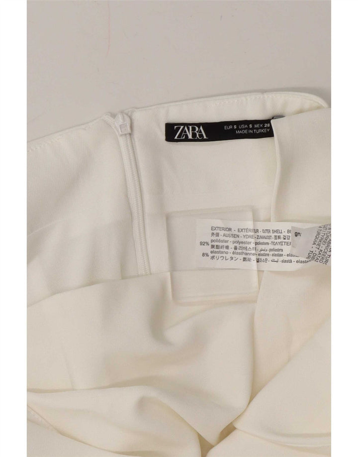 Mini abito con spalle scoperte Zara da donna UK 8 piccolo poliestere bianco