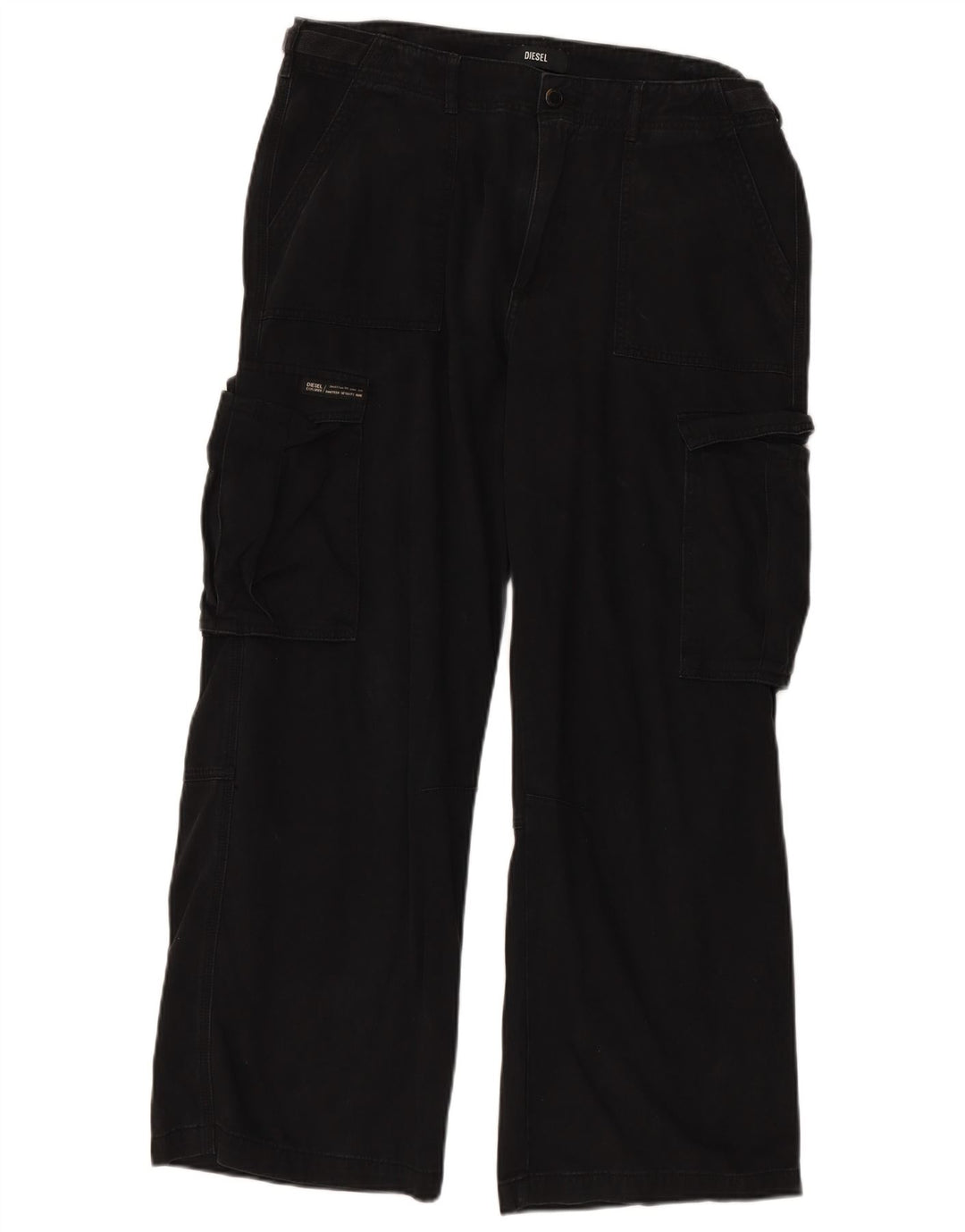 Pantaloni cargo dritti da donna DIESEL US 16 2XL W36 L30 cotone nero