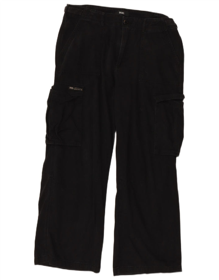 Pantaloni cargo dritti da donna DIESEL US 16 2XL W36 L30 cotone nero
