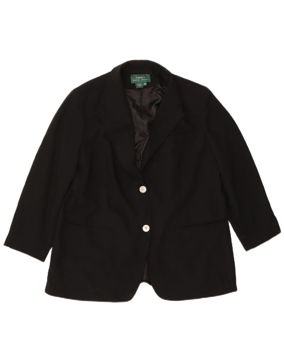 Giacca blazer a 2 bottoni da donna Ralph Lauren US 14 XL lana nera