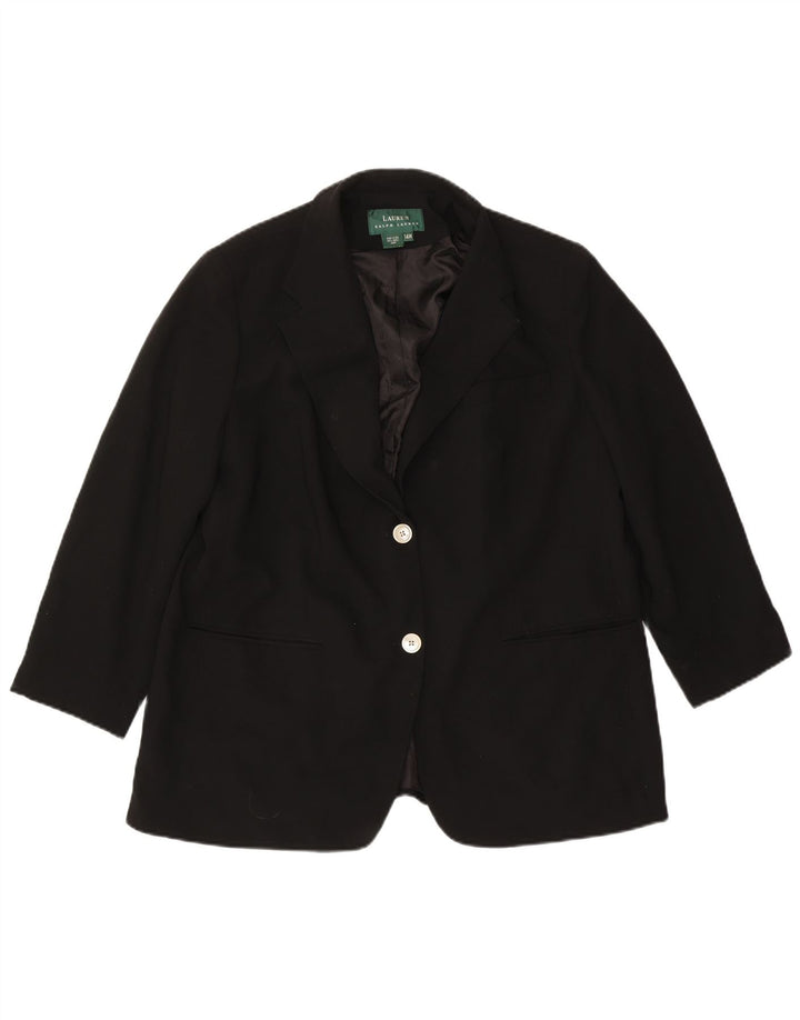 Giacca blazer a 2 bottoni da donna Ralph Lauren US 14 XL lana nera