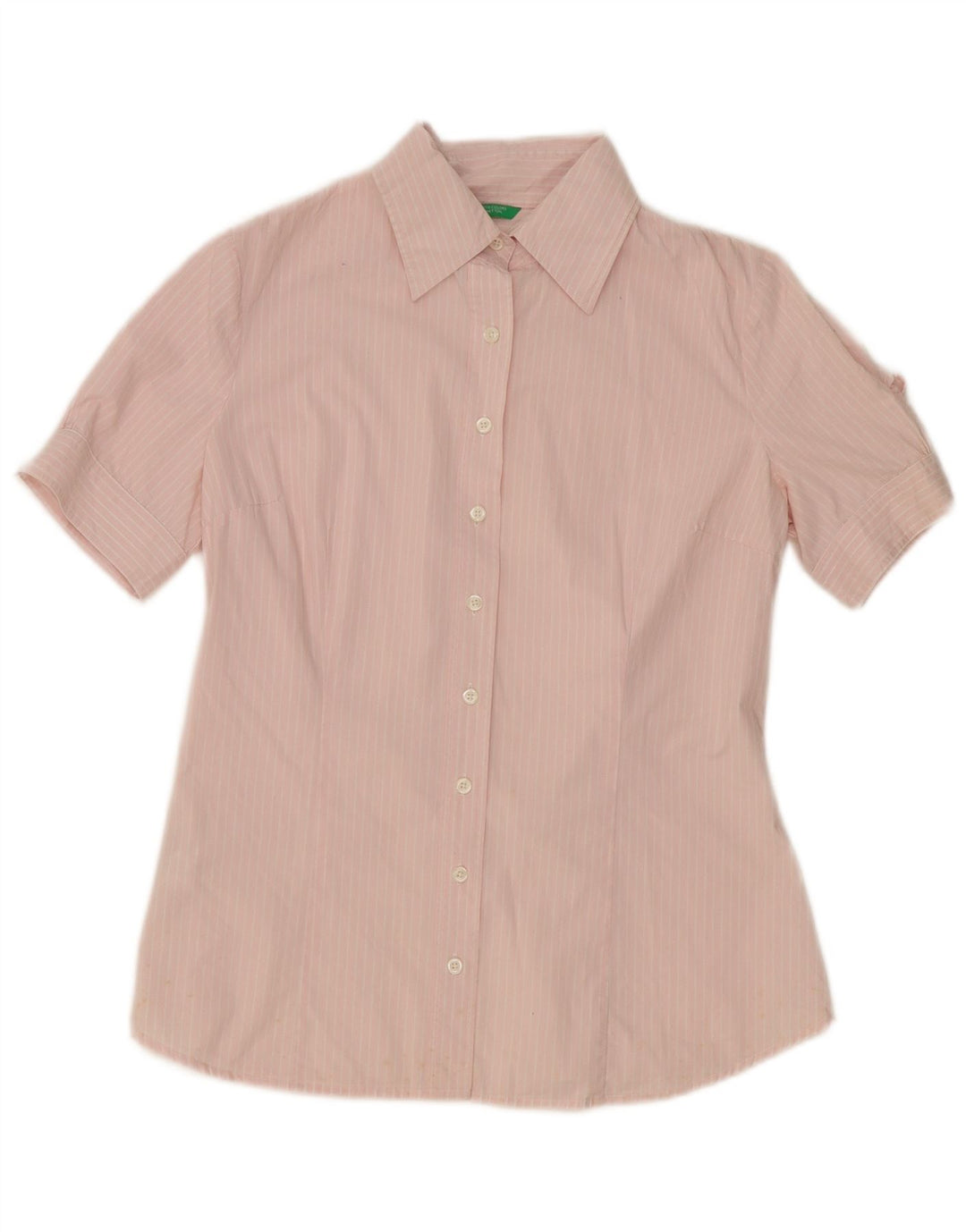 Camicia a maniche corte da donna BENETTON UK 16 grande gessato rosa