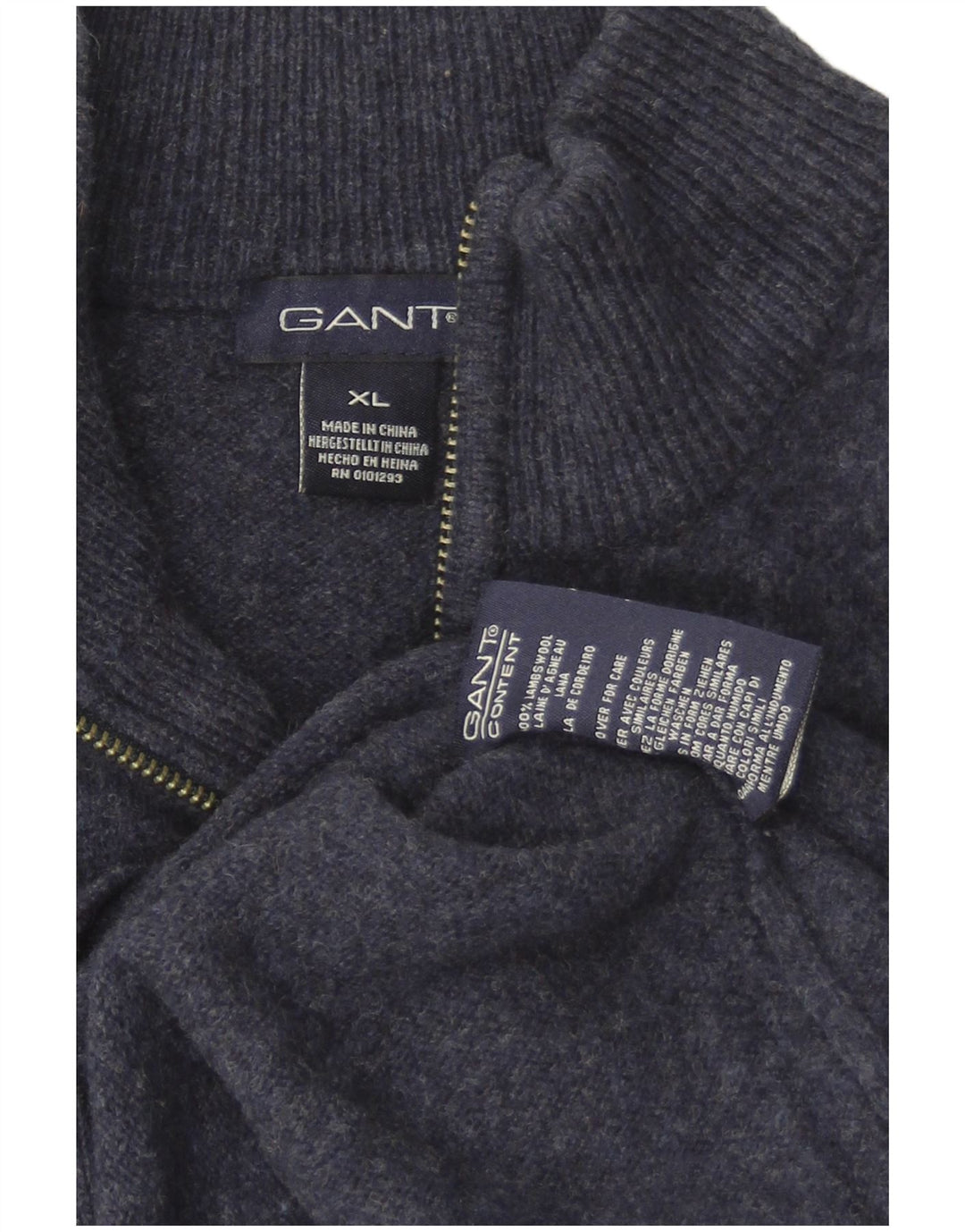 Maglione cardigan da uomo Gant XL in lana d'agnello blu navy