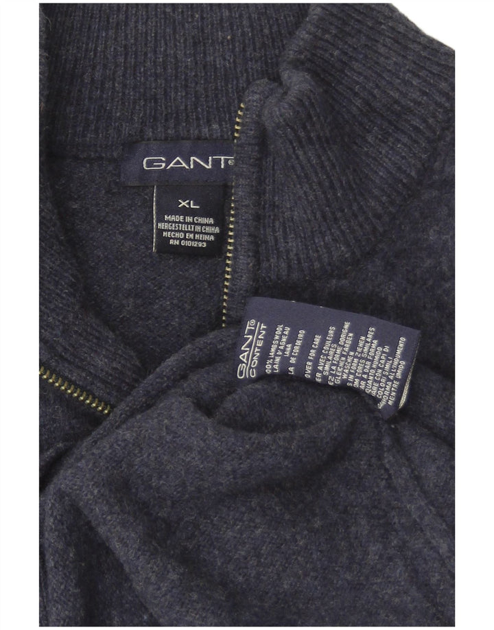 Maglione cardigan da uomo Gant XL in lana d'agnello blu navy