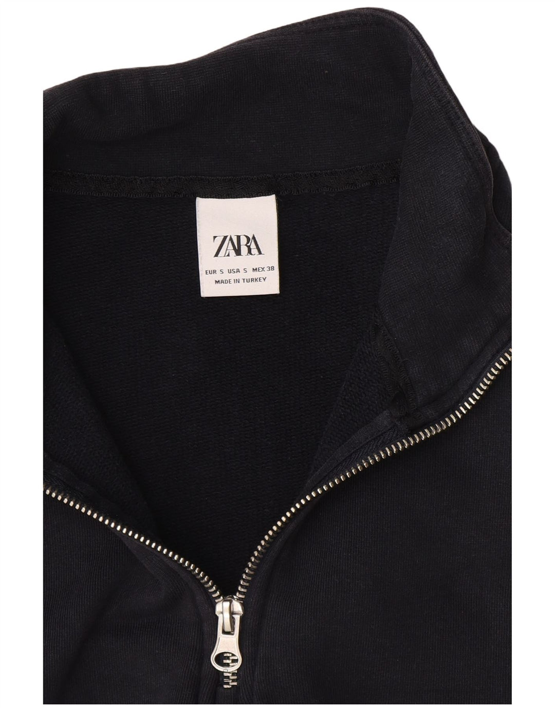 Felpa Zara da donna con collo con zip, maglione, UK 10, piccola, blu navy