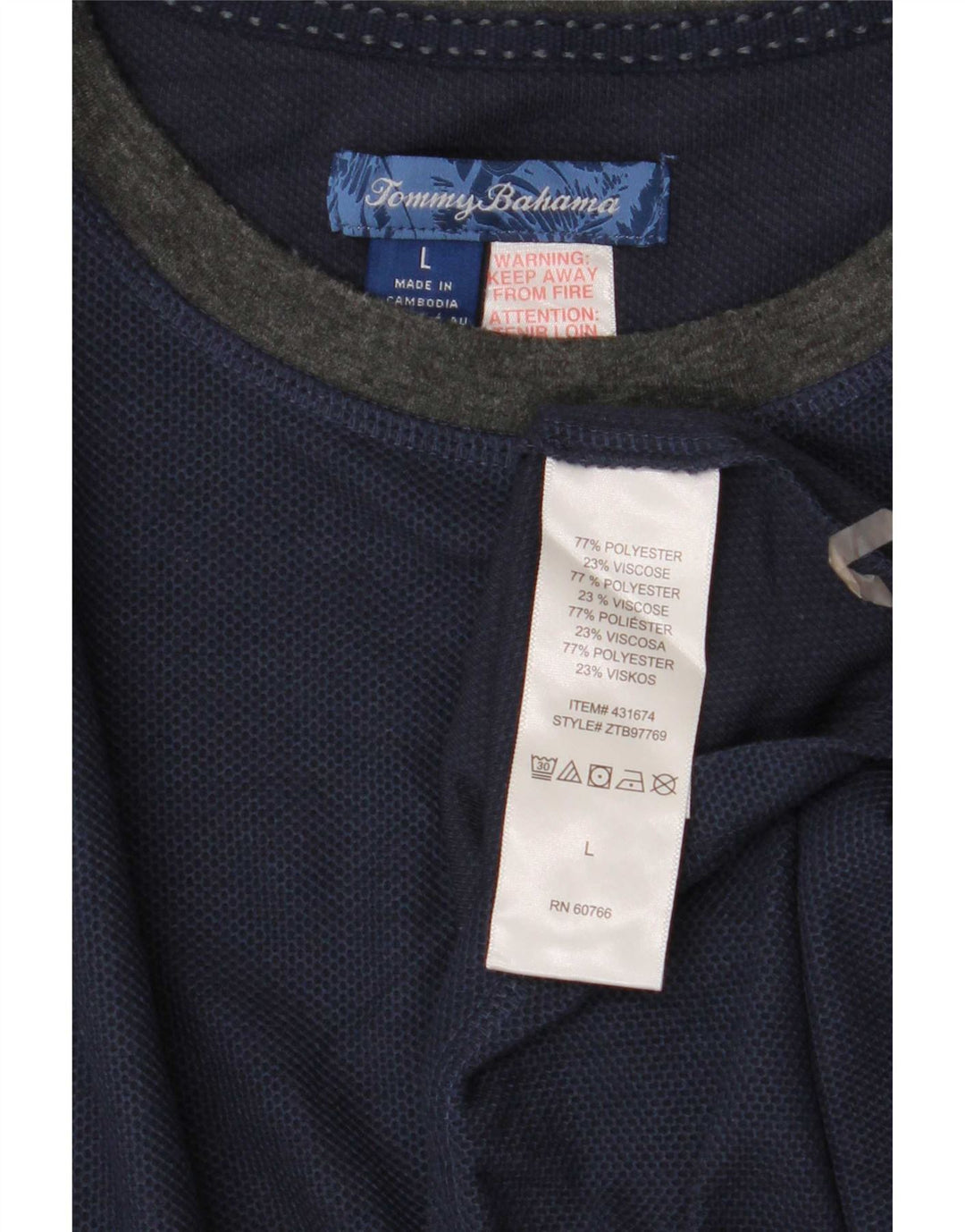 Tommy Bahama Top da uomo a maniche lunghe grande in poliestere color block blu navy