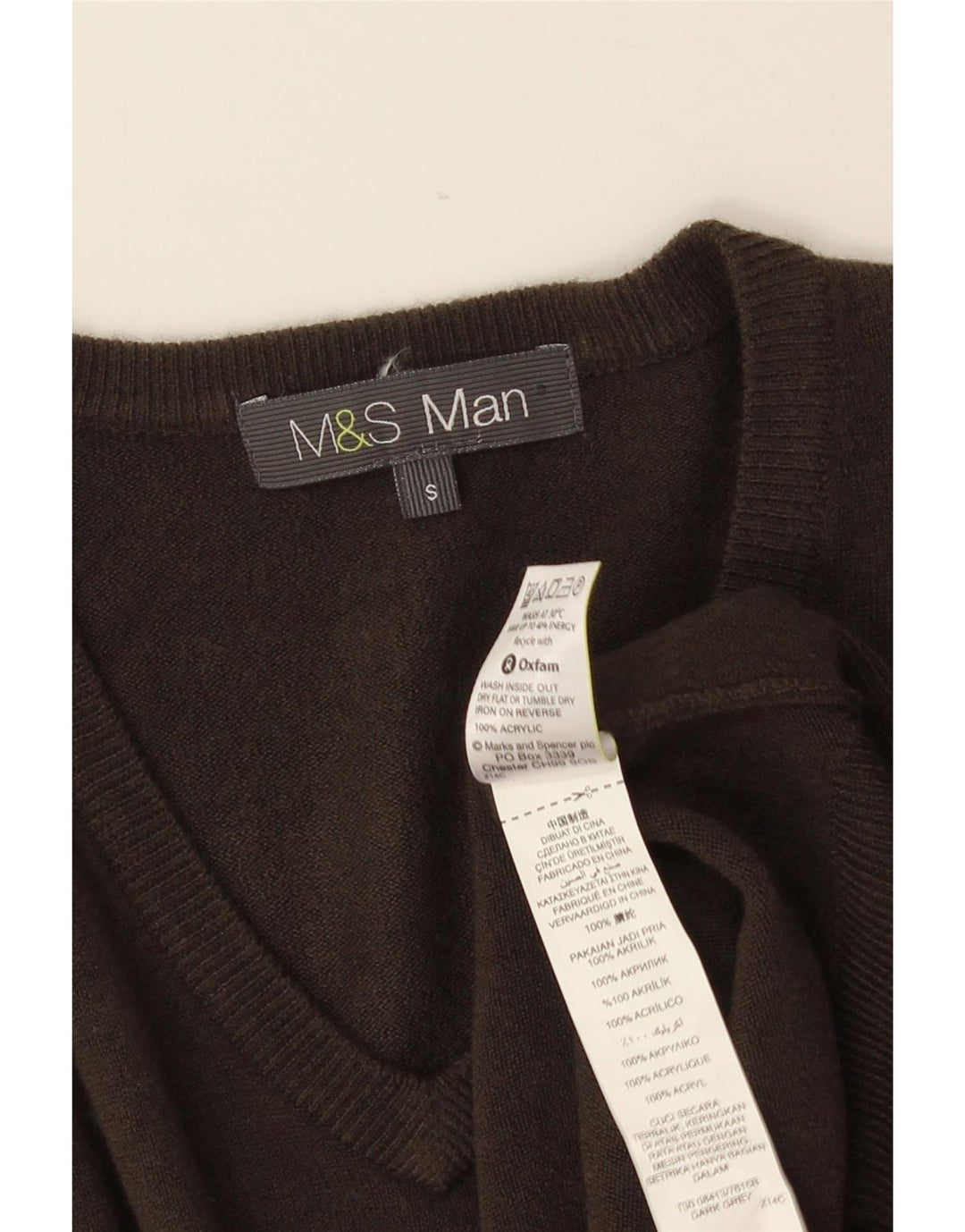 MARKS & SPENCER Maglione da uomo con scollo a V piccolo acrilico grigio