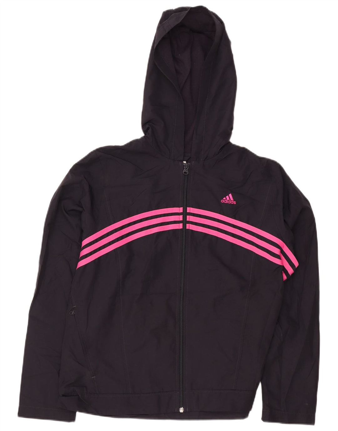 Giacca da tuta da donna con cappuccio Adidas UK 16 grande poliestere nero