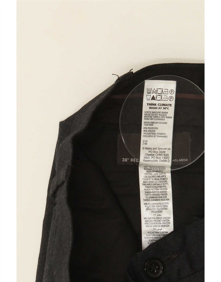 Pantaloni da abito slim fit Marks & Spencer da uomo W38 L31 poliestere grigio