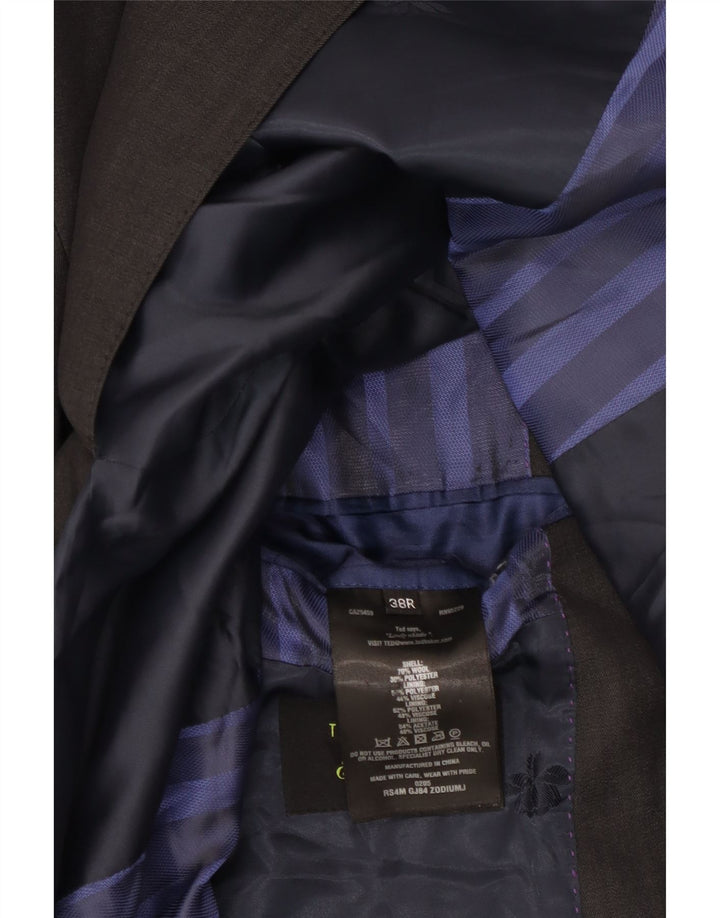 Giacca blazer da uomo a 2 bottoni Ted Baker UK 38 Lana grigio medio