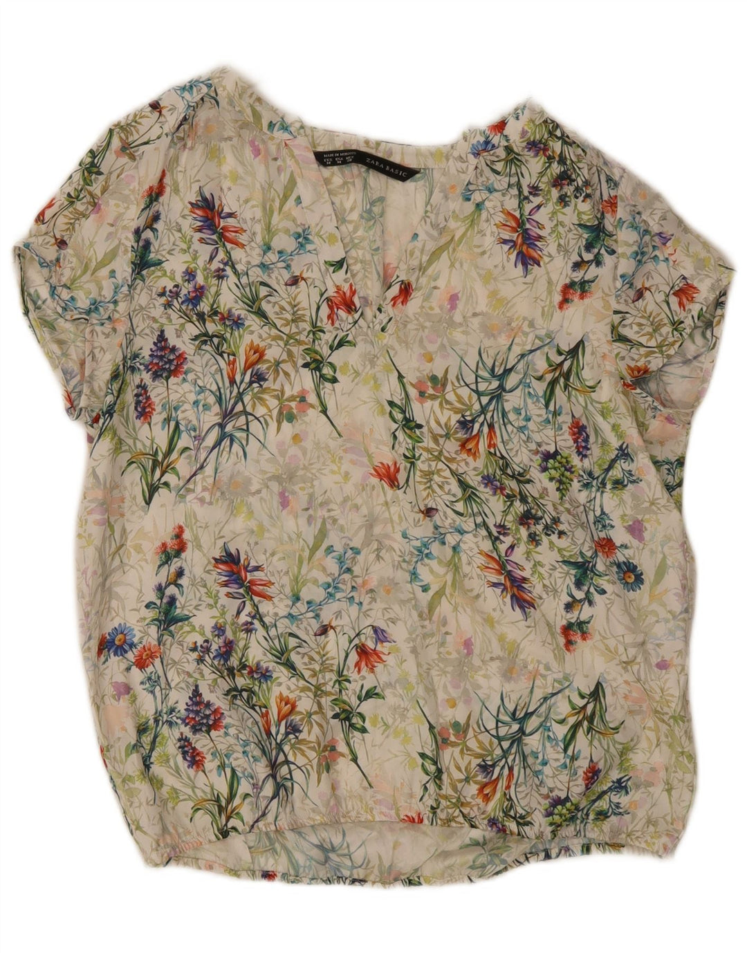Top in camicetta da donna Zara UK 12 Poliestere floreale multicolore medio