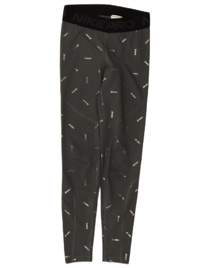 Leggings grafici Nike Dri Fit da donna UK 12 Poliestere grigio medio