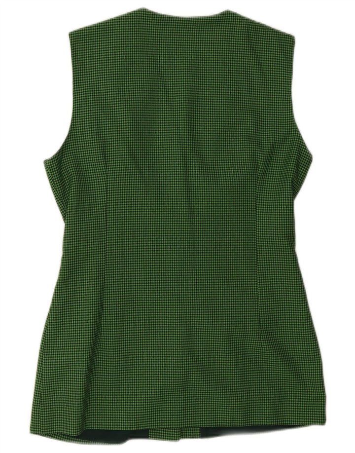 Giacca blazer senza maniche vintage da donna UK 12 pied de poule verde medio