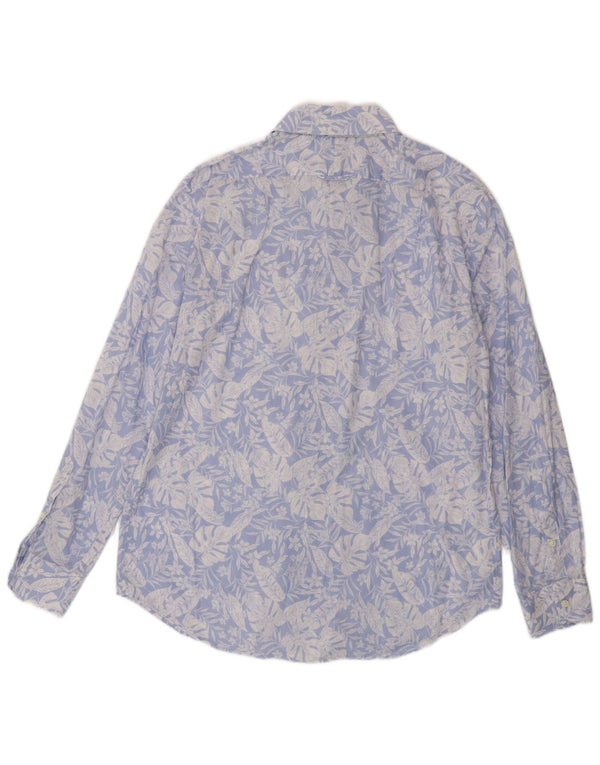 Camicia Boggi da uomo vestibilità regolare XL blu floreale cotone tropicale