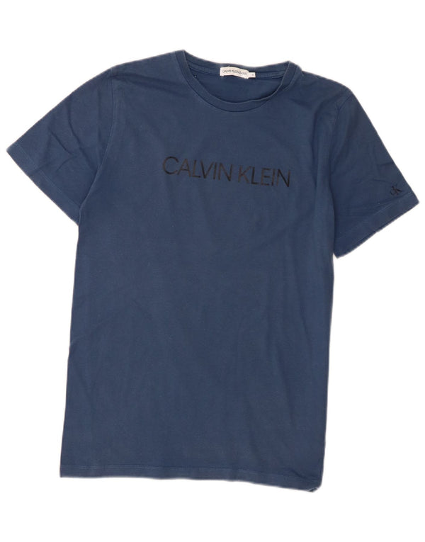Maglietta grafica da bambino Calvin Klein Jeans Top 15-16 anni in cotone blu