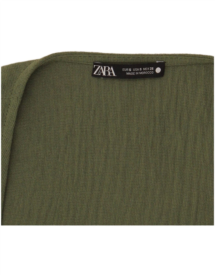 Top corto da donna Zara manica 3/4 UK 10 piccolo verde