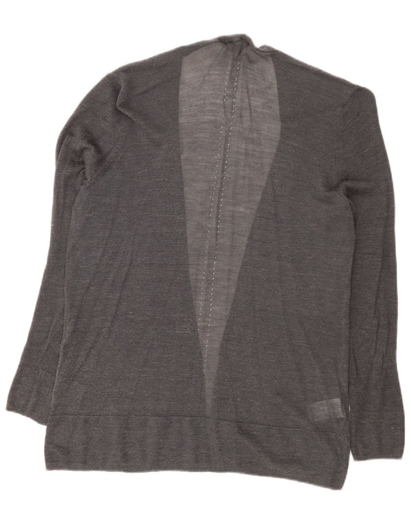 Laura Ashley Maglione cardigan aperto lungo da donna UK 16 Large Grey Ramie