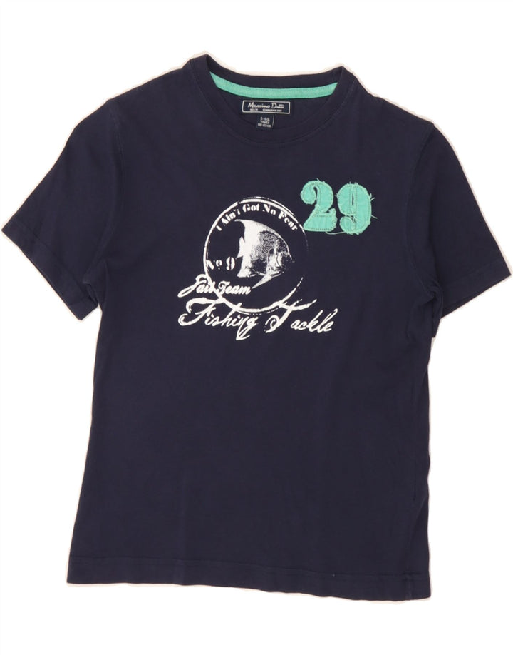 MASSIMO DUTTI Boys Graphic T-Shirt Top 5-6 Years Navy Blue Cotton Vintage Massimo Dutti and Second-Hand Massimo Dutti from Messina Hembry 